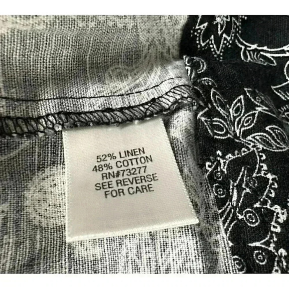 Croft & Barrow button up blazer w/ 3/4 sleeves black and white floral women's PM - Picture 8 of 8